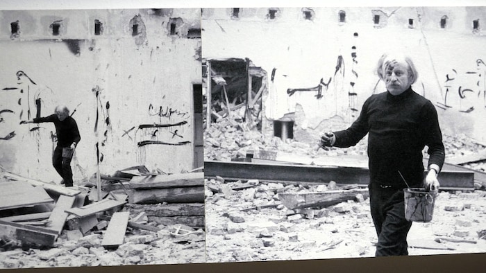 Fotoserie von Peter Baum, die eine Aktion Staudachers in den 1970er Jahren dokumentiert ...