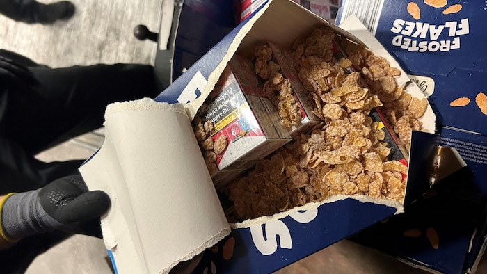 Cornflakes-Packung als Versteck.