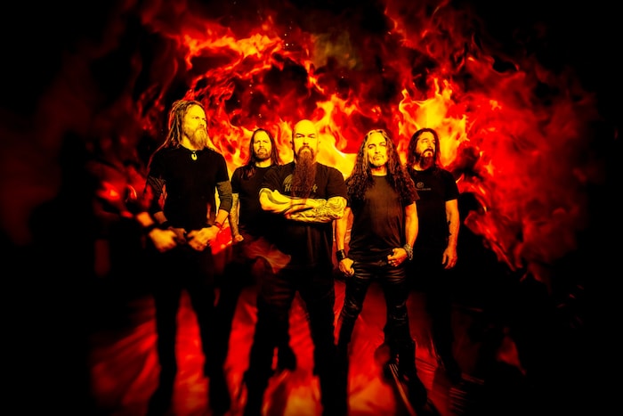 Kerry King (Mitte) mit seinen Mitstreitern Kyle Sanders, Phil Demmel, Mark Osegueda und Paul ...