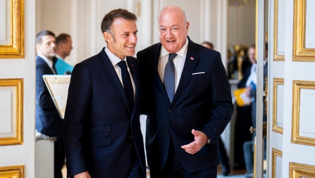 Bundeskanzler Christian Stocker und Frankreich Präsident Emmanuel Macron sind einig in Sachen ...