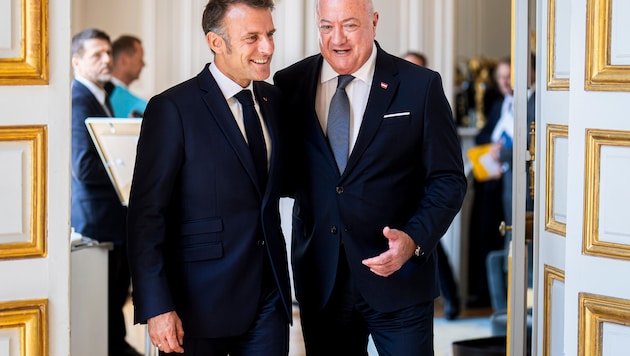 Bundeskanzler Christian Stocker und Frankreich Präsident Emmanuel Macron sind einig in Sachen ...