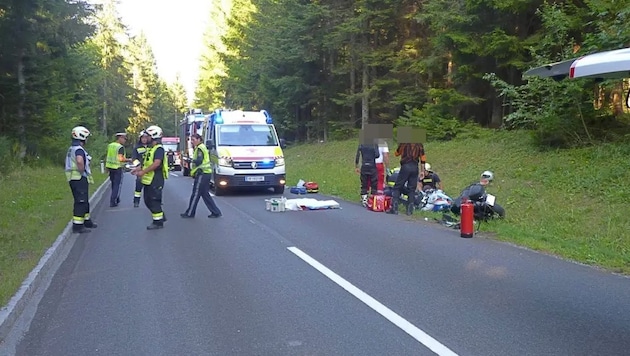 Die Unfallstelle auf der L405 in Vorau