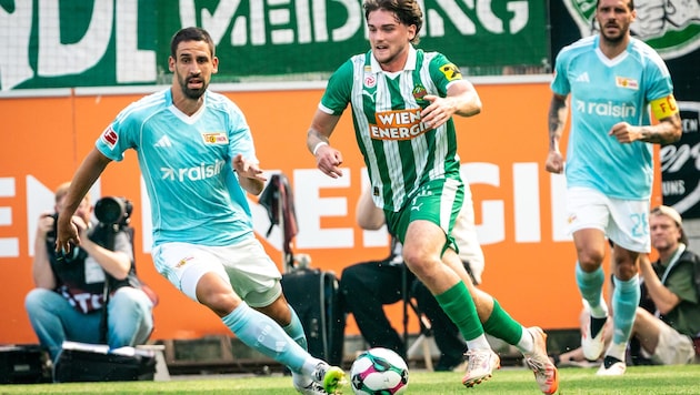 Rapid-Neuzugang Dominik Weixelbraun zeigte am Flügel beim 1:1 gegen Union Berlin auf.