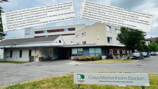 Eine Tochter übt massive Vorwürfe gegen das Pflegewohnhaus Casa Marienheim in Baden.