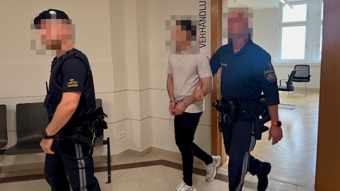 Der Angeklagte wird in Wien aus der U-Haft vorgeführt.
