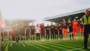 Die Kicker des FC Red Bull Salzburg hatten nach Schlusspfiff in Bergen einiges zu feiern.  