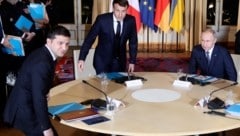 Selenskyj und Putin trafen sich bisher einmal: beim Normandie-Format 2019 in Paris mit Macron ...