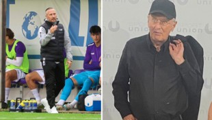Austria um Trainer Christian Schaider (li.) trifft auf Oedt mit Klub-Boss Franz Grad.