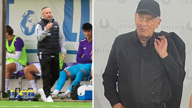 Austria um Trainer Christian Schaider (li.) trifft auf Oedt mit Klub-Boss Franz Grad.