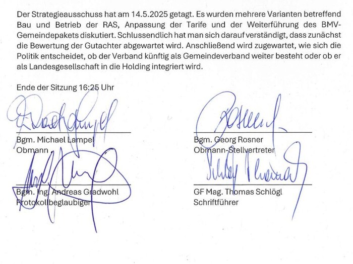 Der Auszug eines BMV-Protokolls