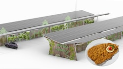 80 Parkplätze der Griffen-Rast werden mit den „Mocho Energy“-Carports überdacht ...