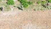 Russische Soldaten auf der Flucht vor einer ukrainischen Drohne. Wer nicht an der Front sterben ...