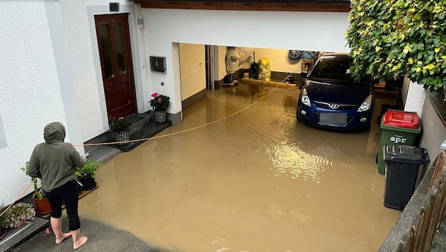 In Nußdorf stand unter anderem eine Garage unter Wasser.
