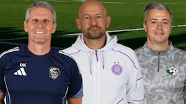 Didi Kühbauer, Stephan Helm und Philipp Semlic (von links) sind jeweils seit einer Saison in Amt ...