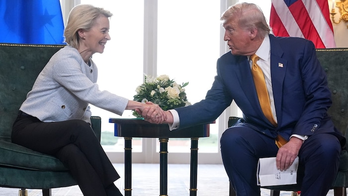 EU-Chefin Ursula von der Leyen (66) und US-Präsident Donald Trump (78) sind am Sonntag im ...