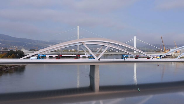 Befahren wird die neue Regional-Stadtbahn Linz mit sogenannten TramTrain-Fahrzeugen – hier ...