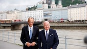 In Salzburg trat Stocker mit Deutschlands Kanzler Friedrich Merz auf. 
