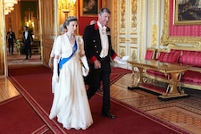 Prinzessin Anne und Vizeadmiral Timothy Laurence treffen am 8. Juli 2025 zum Staatsbankett auf ...