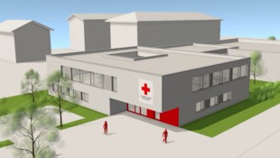 Visualisierung der neuen Rotkreuz-Ortsstelle Traun: Ab 2026 entsteht hier ein modernes Zentrum ...