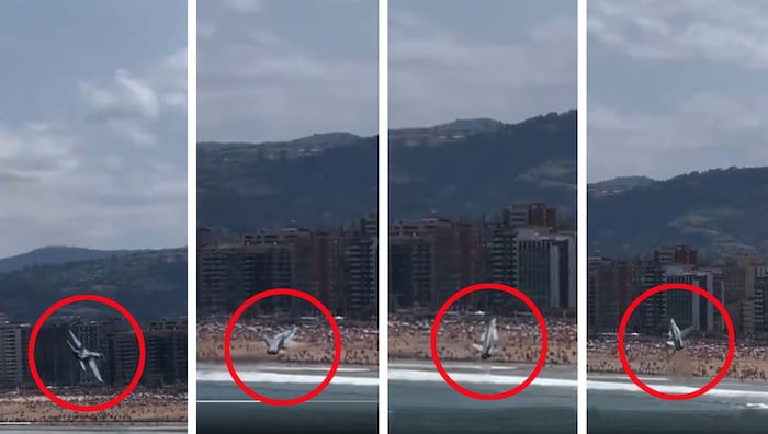 Nur wenige Meter über dem Strand konnte der Pilot den Kampfjet abfangen.