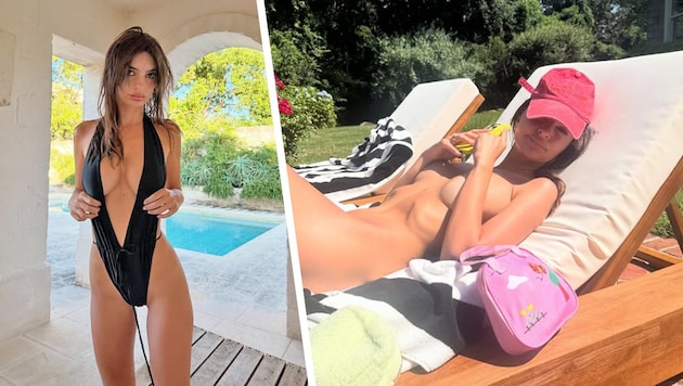 Urlaubsmodus: Emily zeigt, wie wenig man wirklich zum Sonnenbaden braucht.