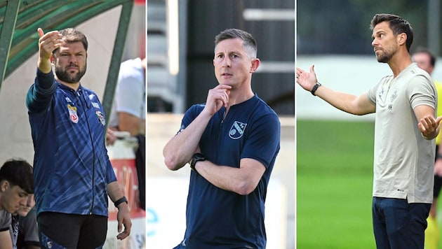 Kärntens Regionalliga-Trainer Nemanja Rnic, Karl Schweighofer und Marcel Kuster (v. li.).