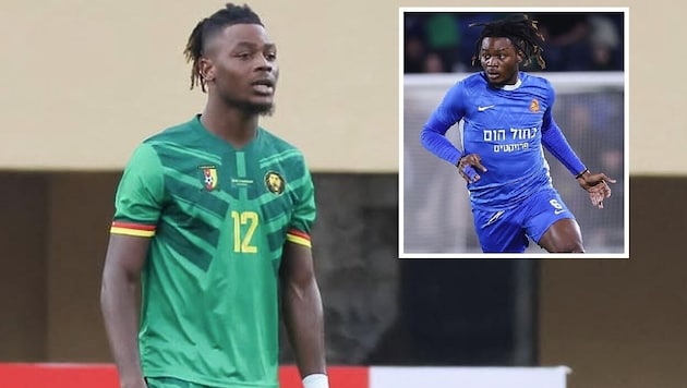 Martin Ndzie im Dress von Kamerun sowie als Spieler des FC Ashdod