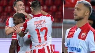 Marko Arnautovic (re.) durfte sich bei seinem Debüt für Roter Stern Belgrad über einen ...