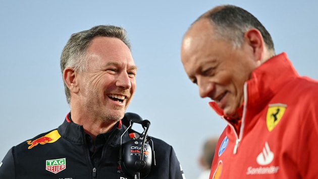 Christian Horner (links) wird Fred Vasseur nicht als Ferrari-Teamchef ablösen.