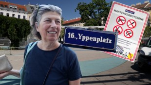 Ein Waffenverbot am Praterstern in Wien gilt seit dem 1. Februar 2019. Das Waffenverbot in ...
