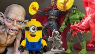 Gollum aus „Herr der Ringe“, Carl von den „Minions“, Dr. Strange und Hulk aus dem ...