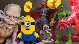 Gollum aus „Herr der Ringe“, Carl von den „Minions“, Dr. Strange und Hulk aus dem ...