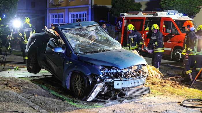 Der Ford war gegen einen Baum geprallt.