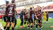 Ausgelassene Stimmung bei den Lustenauern nach dem 4:0 beim FC Liefering.