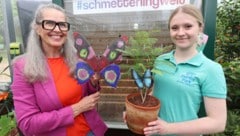 Herrin über bunte Falter-Vielfalt: Schmetterlinghaus-Chefin Susanne Rahofer mit Werkstudentin ...