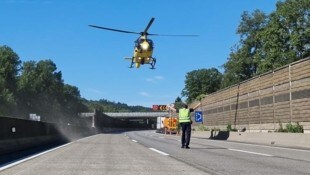 Hubschraubereinsatz auf der Autobahn