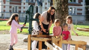 Der neue Wasserspielplatz wurde ausgiebig getestet