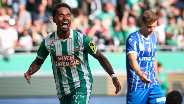 Nosa Dahl brachte Rapid gegen Blau-Weiß Linz mit 1:0 in Führung.