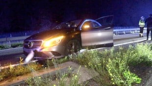 Der demolierte Mercedes nach dem Crash 