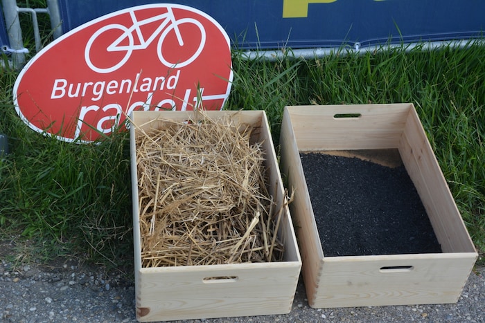 Das Ausgangsmaterial ist Schilf. Aus dem wird Pflanzenkohle gewonnen.
