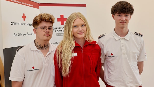 Sie standen beim Grazer Schul-Amoklauf im Einsatz: Marlon Kapun, Marie Matlschweiger und David ...
