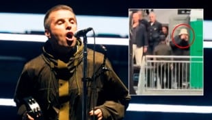 Im kleinen Bild rechts sehen Sie Liams Andeutungen. Ein Fan hatte die Szene gefilmt und auf ...