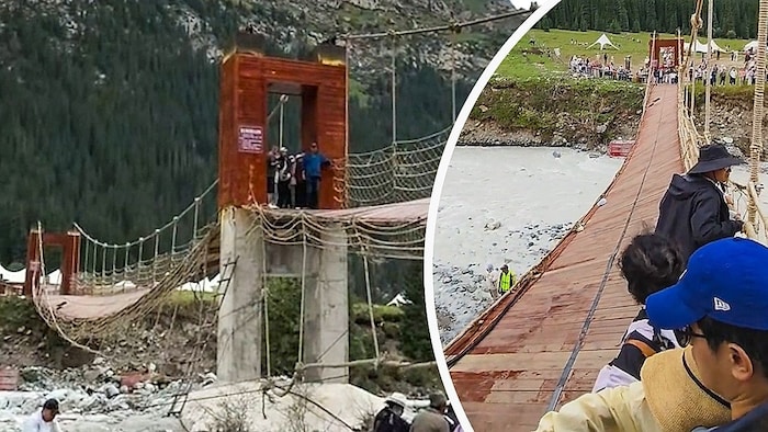 Einige Menschen konnten sich retten, indem sie sich am Geländer festkrallten.