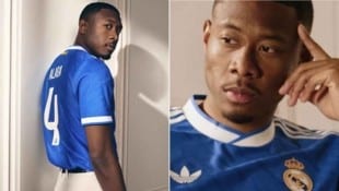 David Alaba posiert für Real Madrid ganz in Blau.
