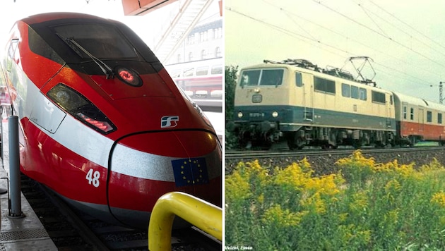 Der futuristische „Frecciarossa“ und ein „Mediolanum“ aus dem Jahr 1977