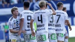 TSV Hartberg jubelte über den Siegestreffer von Jed Drew (links).