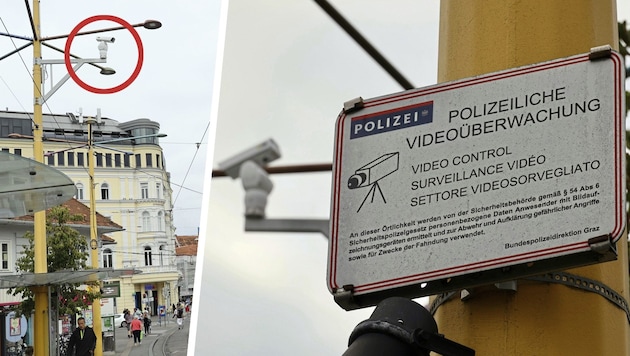 Am Grazer Jakominiplatz gibt es eine Videoüberwachung durch die Polizei, die Bilder bleiben 48 ...