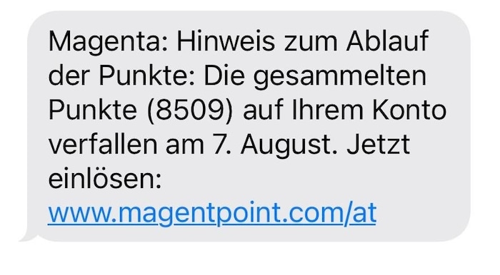 So sehen die SMS aus, die derzeit verschickt werden. Aber Achtung: Sie sind nicht echt!