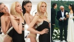 Vor ihrer geheimen zweiten Hochzeit mit Brooklyn posierte Nicola oben ohne mit ihrer Mama ...