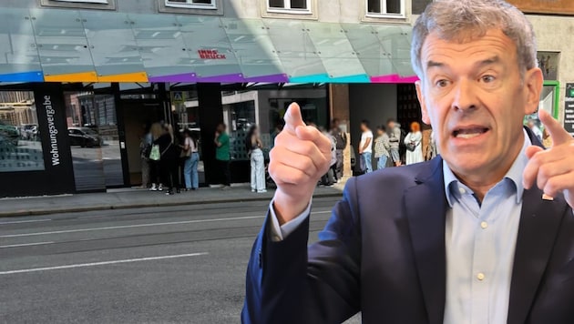 Warteschlange vor dem neuen Innsbrucker Wohnungsamt. Vize-BM Willi (Grüne) nennt erstmals ...